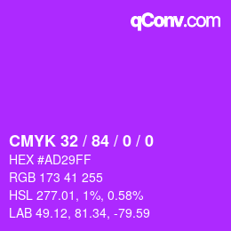 Color code: CMYK 32 / 84 / 0 / 0 | qconv.com