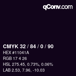 カラーコード: CMYK 32 / 84 / 0 / 90 | qconv.com