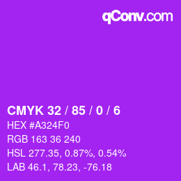 カラーコード: CMYK 32 / 85 / 0 / 6 | qconv.com