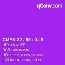 カラーコード: CMYK 32 / 85 / 0 / 8 | qconv.com