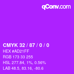 Color code: CMYK 32 / 87 / 0 / 0 | qconv.com