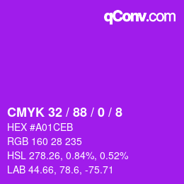 カラーコード: CMYK 32 / 88 / 0 / 8 | qconv.com