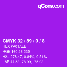 カラーコード: CMYK 32 / 89 / 0 / 8 | qconv.com