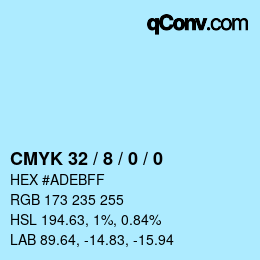 カラーコード: CMYK 32 / 8 / 0 / 0 | qconv.com