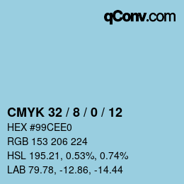 颜色代码: CMYK 32 / 8 / 0 / 12 | qconv.com