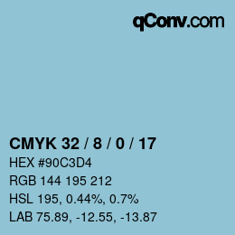 Farbcode: CMYK 32 / 8 / 0 / 17 | qconv.com