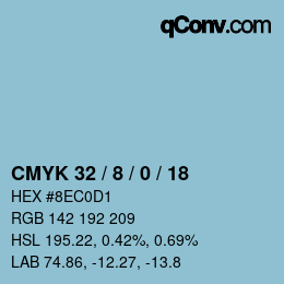 カラーコード: CMYK 32 / 8 / 0 / 18 | qconv.com