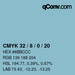 カラーコード: CMYK 32 / 8 / 0 / 20 | qconv.com