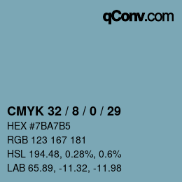 カラーコード: CMYK 32 / 8 / 0 / 29 | qconv.com
