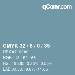颜色代码: CMYK 32 / 8 / 0 / 35 | qconv.com