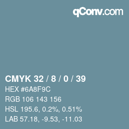 カラーコード: CMYK 32 / 8 / 0 / 39 | qconv.com