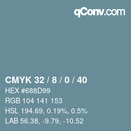 カラーコード: CMYK 32 / 8 / 0 / 40 | qconv.com