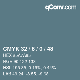 颜色代码: CMYK 32 / 8 / 0 / 48 | qconv.com