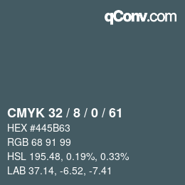 カラーコード: CMYK 32 / 8 / 0 / 61 | qconv.com