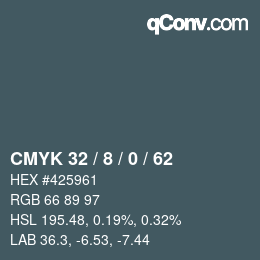 Color code: CMYK 32 / 8 / 0 / 62 | qconv.com