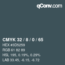 颜色代码: CMYK 32 / 8 / 0 / 65 | qconv.com