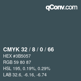 カラーコード: CMYK 32 / 8 / 0 / 66 | qconv.com