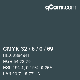 Color code: CMYK 32 / 8 / 0 / 69 | qconv.com