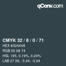 カラーコード: CMYK 32 / 8 / 0 / 71 | qconv.com