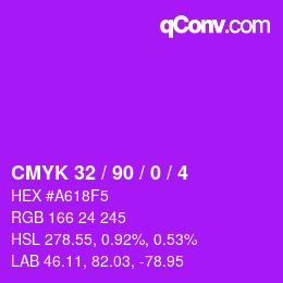 カラーコード: CMYK 32 / 90 / 0 / 4 | qconv.com