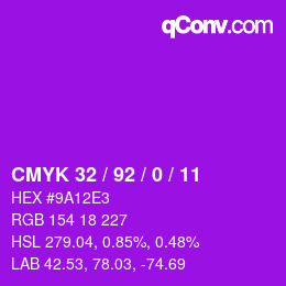 カラーコード: CMYK 32 / 92 / 0 / 11 | qconv.com