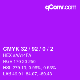 カラーコード: CMYK 32 / 92 / 0 / 2 | qconv.com