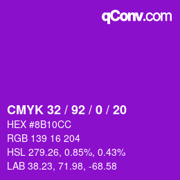 颜色代码: CMYK 32 / 92 / 0 / 20 | qconv.com