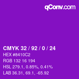 Color code: CMYK 32 / 92 / 0 / 24 | qconv.com