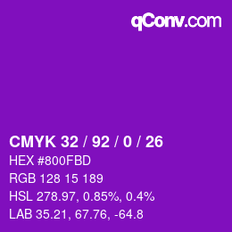 カラーコード: CMYK 32 / 92 / 0 / 26 | qconv.com