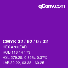 カラーコード: CMYK 32 / 92 / 0 / 32 | qconv.com