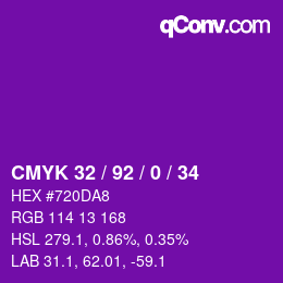 Color code: CMYK 32 / 92 / 0 / 34 | qconv.com