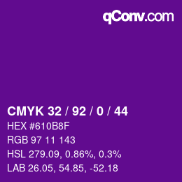 颜色代码: CMYK 32 / 92 / 0 / 44 | qconv.com