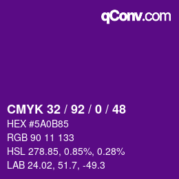 颜色代码: CMYK 32 / 92 / 0 / 48 | qconv.com