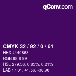 カラーコード: CMYK 32 / 92 / 0 / 61 | qconv.com