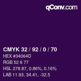 カラーコード: CMYK 32 / 92 / 0 / 70 | qconv.com