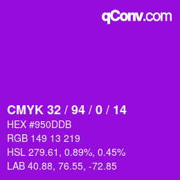 Color code: CMYK 32 / 94 / 0 / 14 | qconv.com