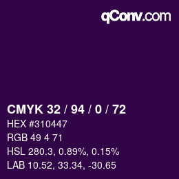 Color code: CMYK 32 / 94 / 0 / 72 | qconv.com