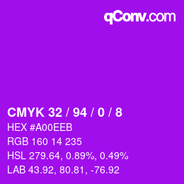 カラーコード: CMYK 32 / 94 / 0 / 8 | qconv.com