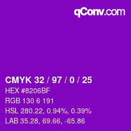 Color code: CMYK 32 / 97 / 0 / 25 | qconv.com