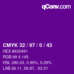 Color code: CMYK 32 / 97 / 0 / 43 | qconv.com