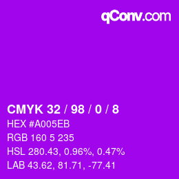 カラーコード: CMYK 32 / 98 / 0 / 8 | qconv.com