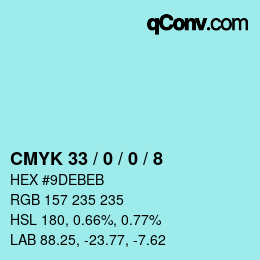 Color code: CMYK 33 / 0 / 0 / 8 | qconv.com