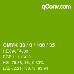 Color code: CMYK 33 / 0 / 100 / 35 | qconv.com