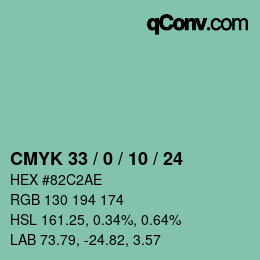 カラーコード: CMYK 33 / 0 / 10 / 24 | qconv.com