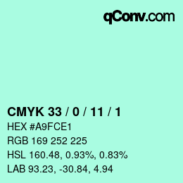 Color code: CMYK 33 / 0 / 11 / 1 | qconv.com