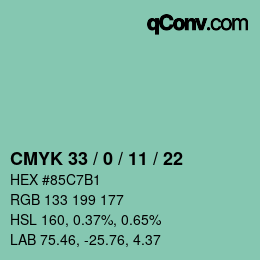 颜色代码: CMYK 33 / 0 / 11 / 22 | qconv.com