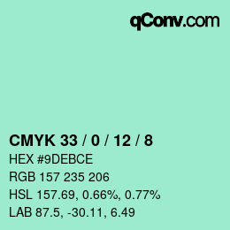 カラーコード: CMYK 33 / 0 / 12 / 8 | qconv.com