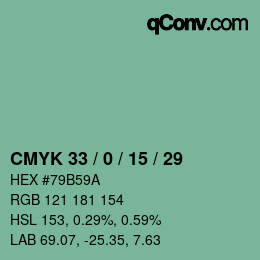 Farbcode: CMYK 33 / 0 / 15 / 29 | qconv.com