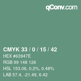 Color code: CMYK 33 / 0 / 15 / 42 | qconv.com
