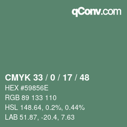 Farbcode: CMYK 33 / 0 / 17 / 48 | qconv.com